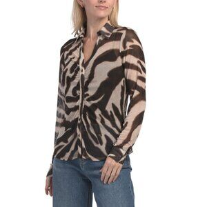 AUTRES FILLES Bone Mesh Zebra Blouse
